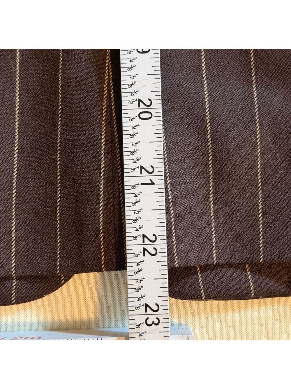Lauren Ralph Lauren Classic Blazer 3 Button Wool Brown and Tan Pinstripe Jacket - Picture 10 of 12